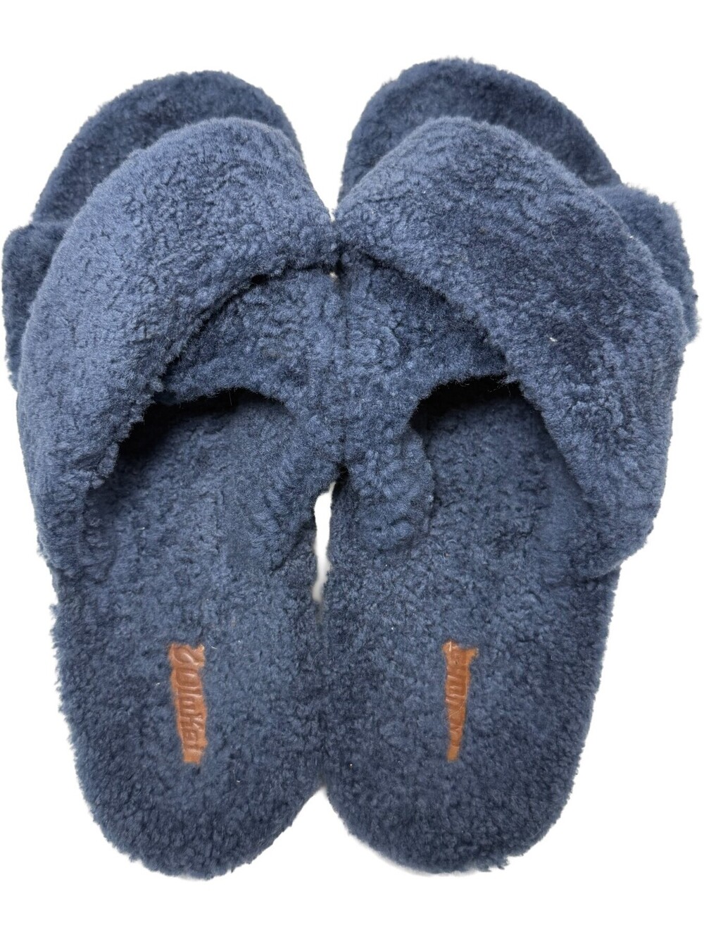 OLUKAI Hila Heu Slippers Womens 11 Moonlit Ocean Blue Real Wool Shearling 20489